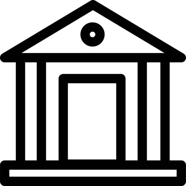 Banco Icono Del Edificio Bancario Estilo Esquema — Vector de stock