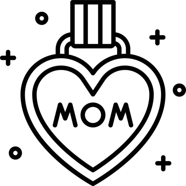 母亲节徽章图标的轮廓风格 — 图库矢量图片
