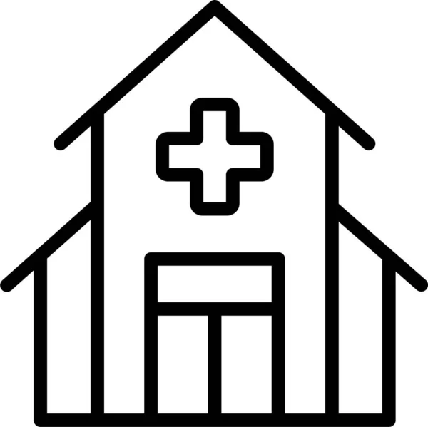 Будівельна Клініка Значок Лікарні Стилі Контур — стоковий вектор