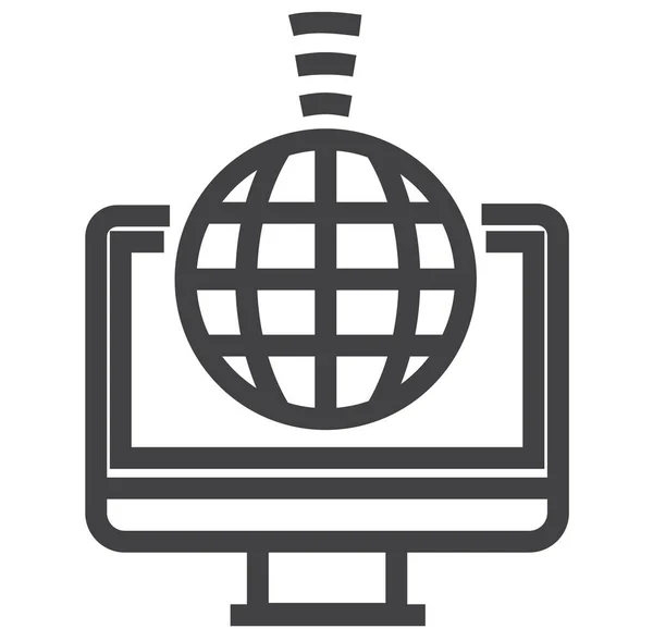 Ikona Globální Síťové Komunikace Stylu Osnovy — Stockový vektor