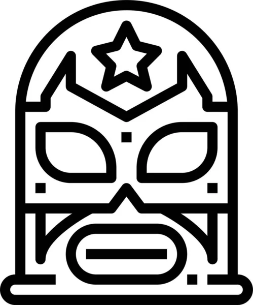 Máscara Lucha Disfraces Icono Estilo Esquema — Vector de stock