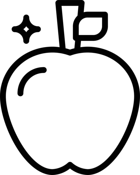 Appel Fruit Voedsel Pictogram Grote Lijnen Stijl — Stockvector