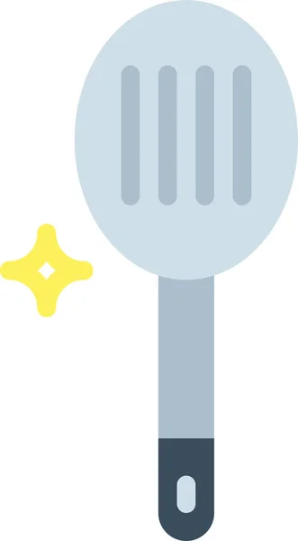 Kitchen Slotted Spoon Icon Flat Style — Stock Vector