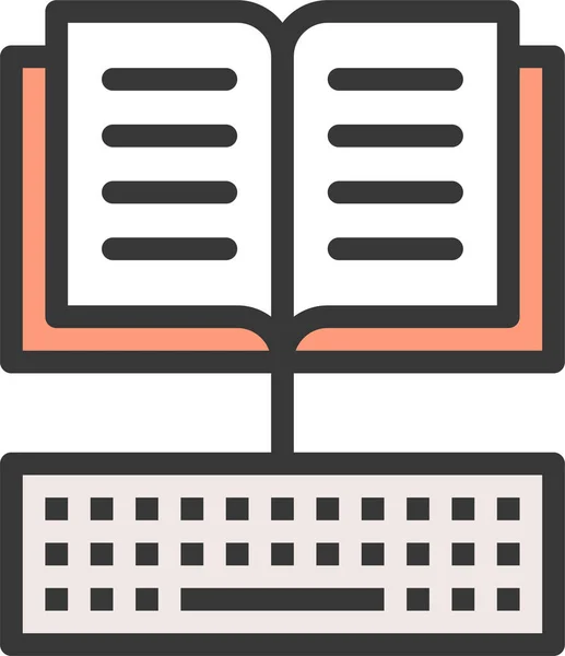 Βιβλίο Πληκτρολόγιο Εκμάθησης Εικονίδιο Στυλ Γεμάτο Περίγραμμα — Διανυσματικό Αρχείο