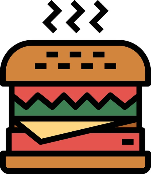 Burger Fast Food Icon Filled Outline Style — Stock Vector