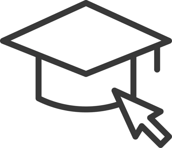 Μάθημα Εκμάθηση Εικονίδιο Καπέλο Αποφοίτησης Στυλ Περίγραμμα — Διανυσματικό Αρχείο