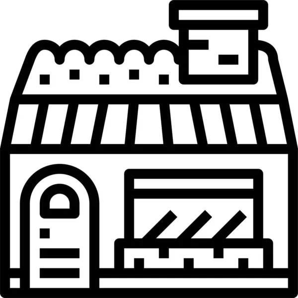 Ikon Toko Makanan Bakery Dalam Gaya Outline - Stok Vektor