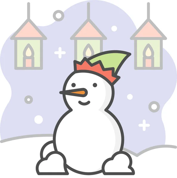 Snowman Christmas Elf Icon Winter Category — Stock Vector