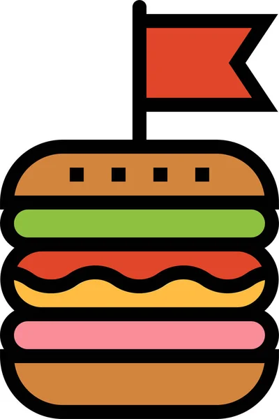 Burger Fast Food Hamburger Εικονίδιο Στυλ Γεμάτο Περίγραμμα — Διανυσματικό Αρχείο