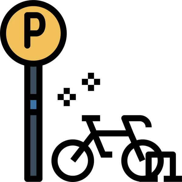 Ciclismo Bicicleta Ícone Estacionamento Estilo Esboço Preenchido —  Vetores de Stock