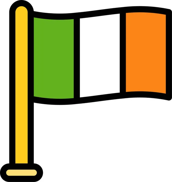填充型国家国旗爱尔兰图标 轮廓型 — 图库矢量图片