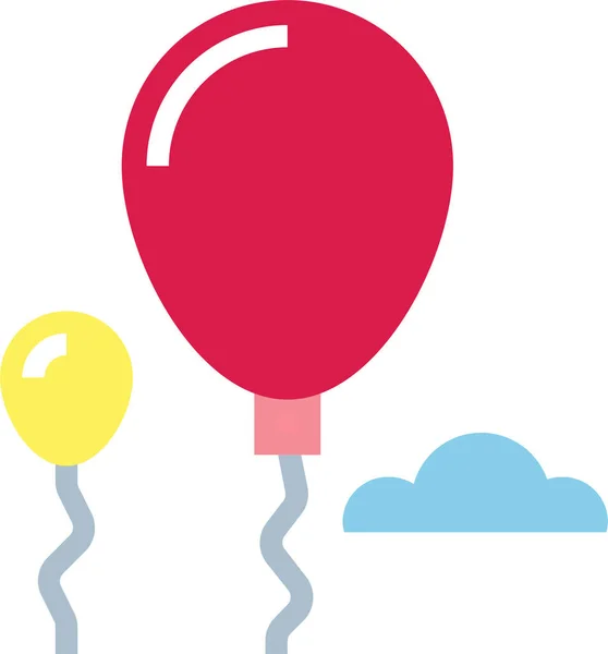 Balões Celebração Festa Ícone Estilo Plano — Vetor de Stock