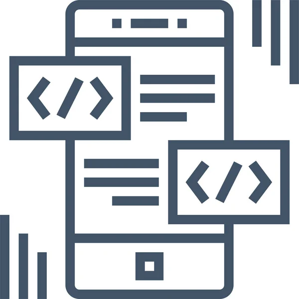 App Utveckling App Ikon Konturstil — Stock vektor