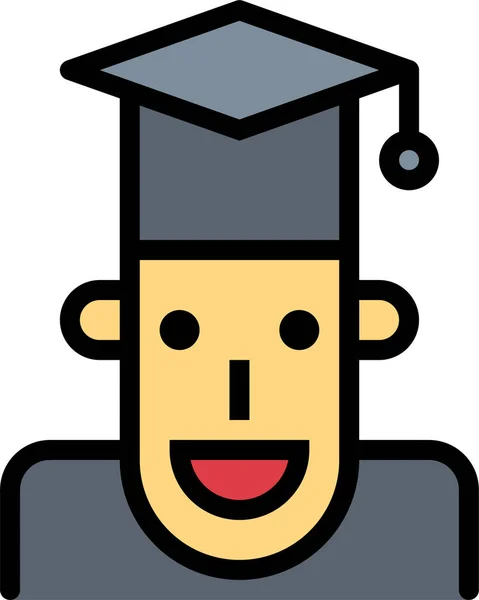 Καπέλο Αποφοίτησης Φοιτητής Εικονίδιο Στυλ Γεμάτο Περίγραμμα — Διανυσματικό Αρχείο
