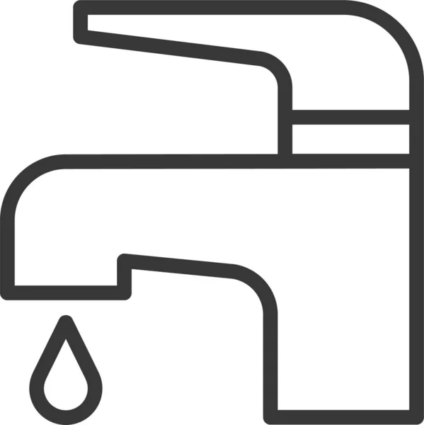 Fürdő Fürdőszoba Csapvíz Ikon Körvonalazott Stílusban — Stock Vector