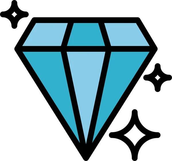 Diamante Diamantes Ícone Jóia Estilo Esboço Preenchido — Vetor de Stock