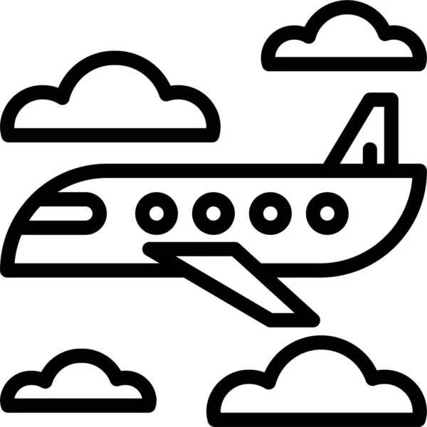 Letištní Ikona Letadla Stylu Osnovy — Stockový vektor