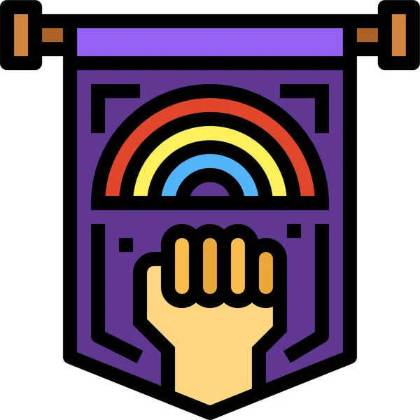 Bandiera Omosessualità Icona Lgbt Pieno Stile Contorno — Vettoriale Stock