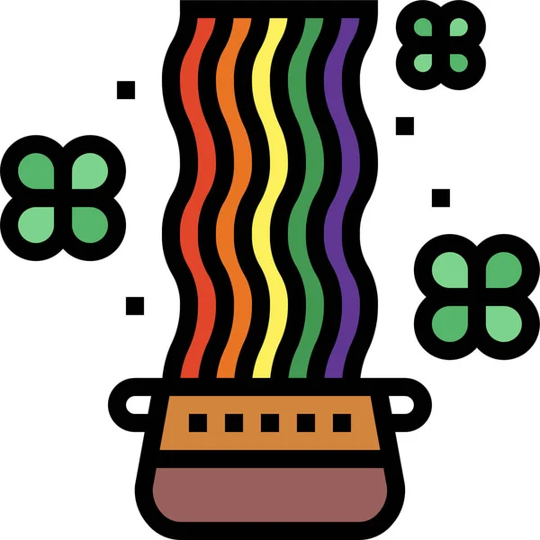 Ikon Pot Rainbow Semanggi Dalam Gaya Isi Garis - Stok Vektor