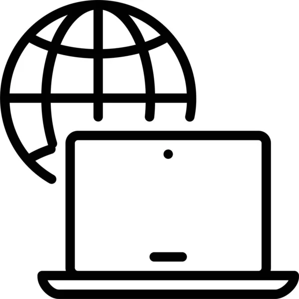 Tarayıcı Küresel Internet Simgesi Ana Hatlar Biçiminde — Stok Vektör