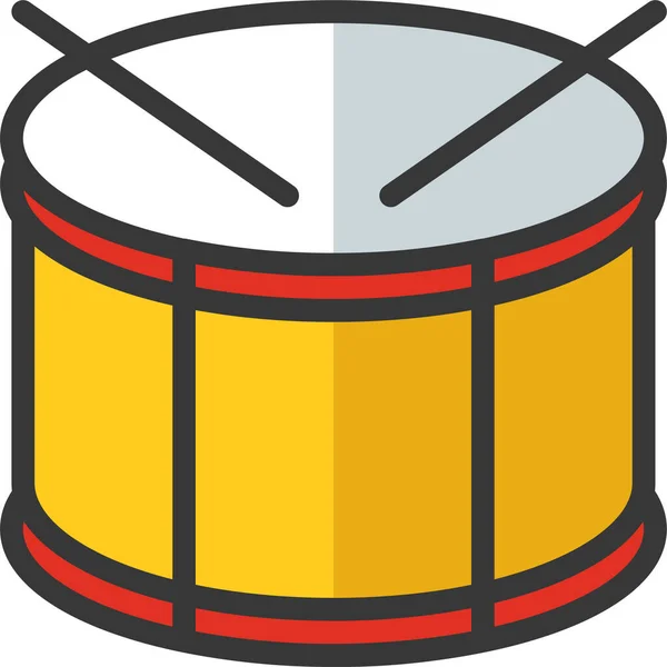 Drum Drum Sticks Instrument Icon Filled Outline Style — Stock Vector