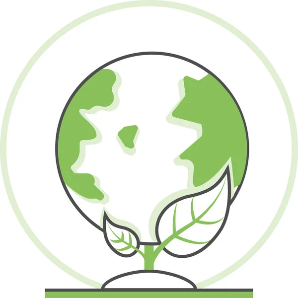 Ecología Icono Verde Global Estilo Plano — Archivo Imágenes Vectoriales