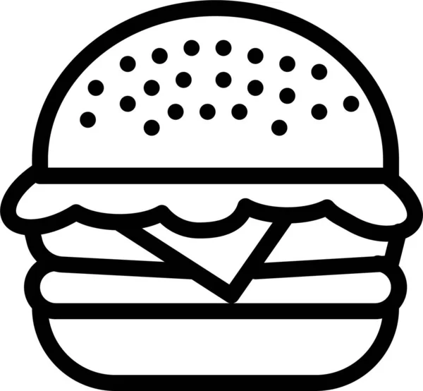 Rundvlees Hamburger Kip Pictogram Omtrek Stijl — Stockvector