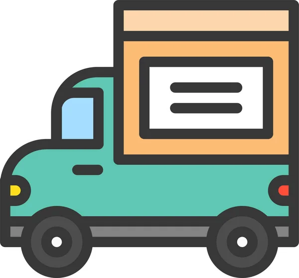 Icône Camionnette Logistique Livraison Dans Style Contour Rempli — Image vectorielle