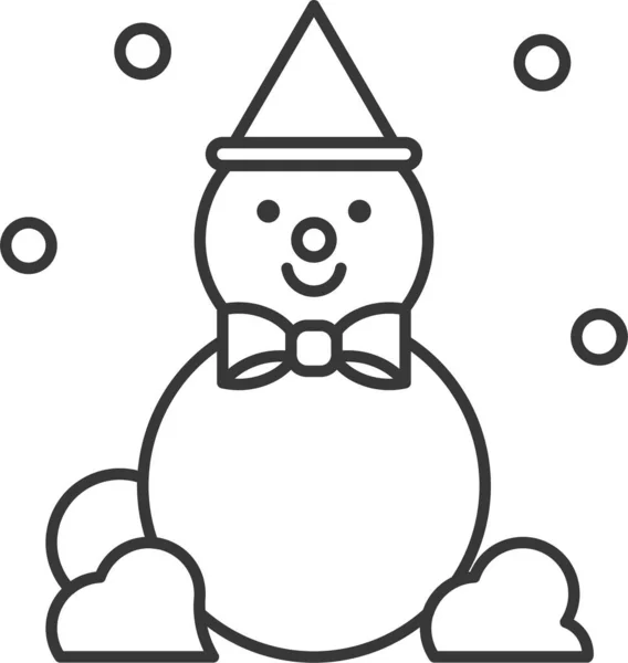 Noël Neige Bonhomme Neige Icône Dans Style Contour — Image vectorielle