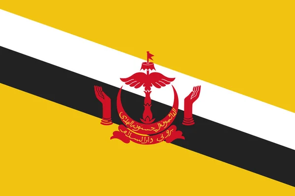 Brunei Land Flagga Ikon Platt Stil — Stock vektor