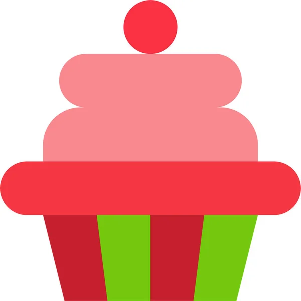 Bakkerij Cupcake Eten Pictogram Platte Stijl — Stockvector