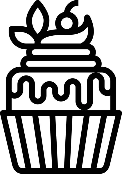 Icône Dessert Cupcake Boulangerie Dans Style Contour — Image vectorielle