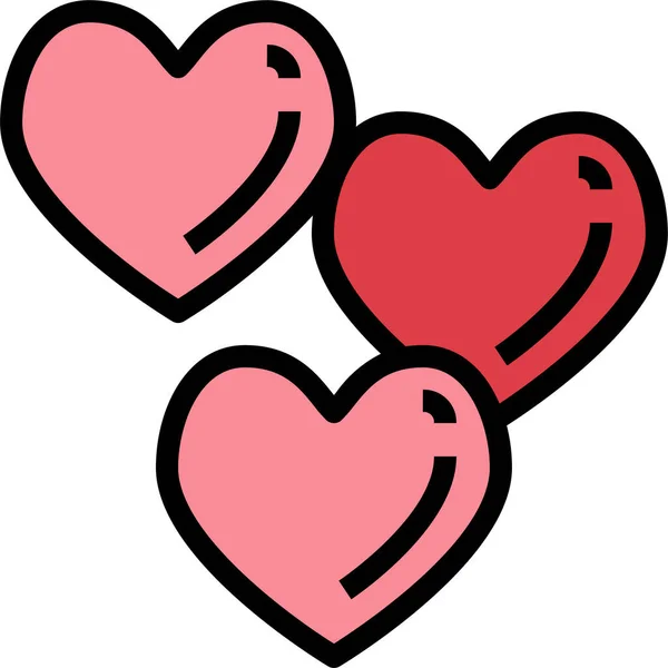 Corazón Amor Romance Icono Estilo Contorno Lleno — Vector de stock