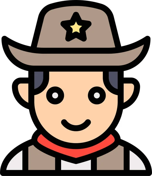 Amerikaans Cowboy Cowboy Man Pictogram — Stockvector