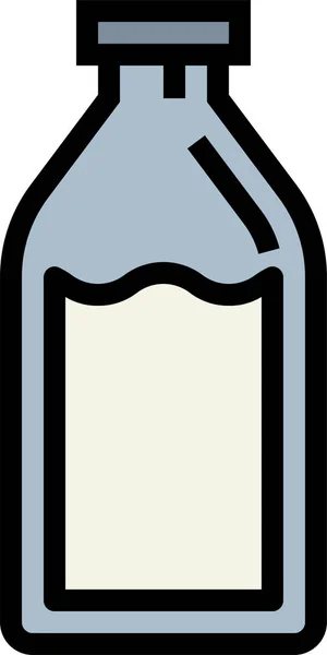 Bebida Botella Icono Leche Estilo Contorno Lleno — Vector de stock