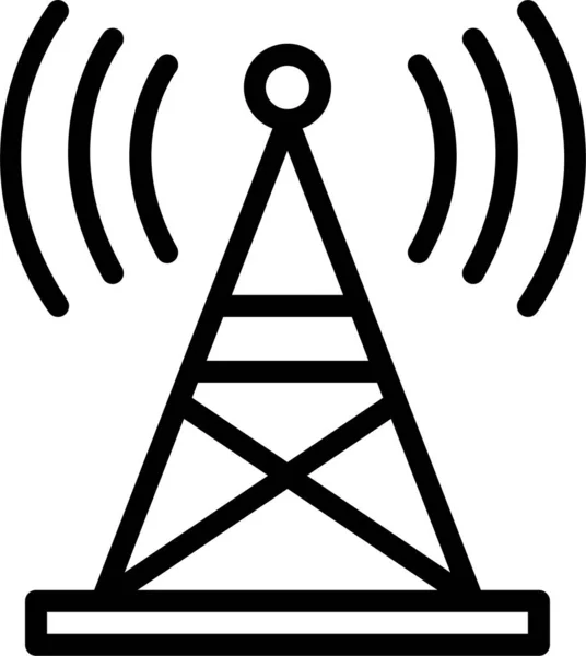 Icône Radio Internet Antenne Dans Style Contour — Image vectorielle