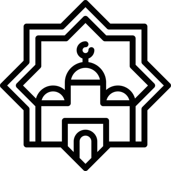 Islam Masjid Moskee Icoon Omtrek Stijl — Stockvector