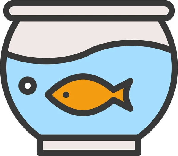 Рибна Миска Золота Риба Значок Заповненому Стилі — стоковий вектор