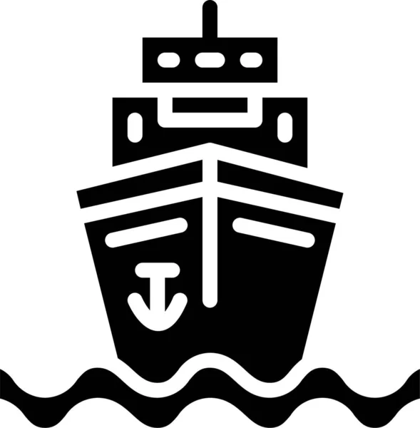 Hajó Sétahajó Ikon Szilárd Stílusban — Stock Vector