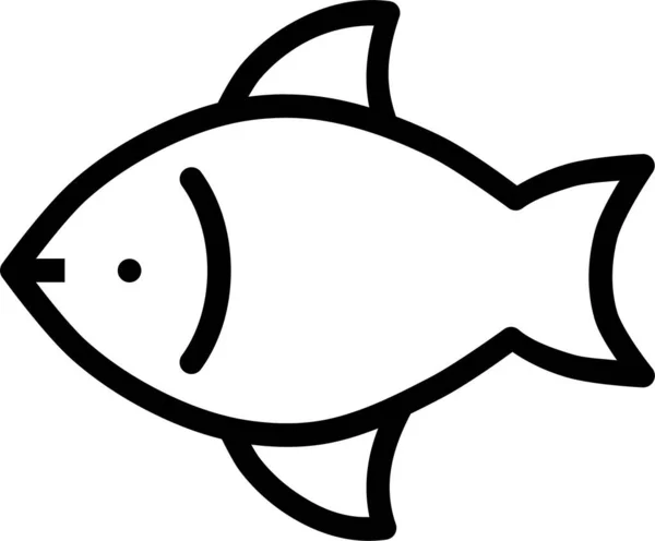 魚料理の海のアイコンをアウトラインスタイルで — ストックベクタ