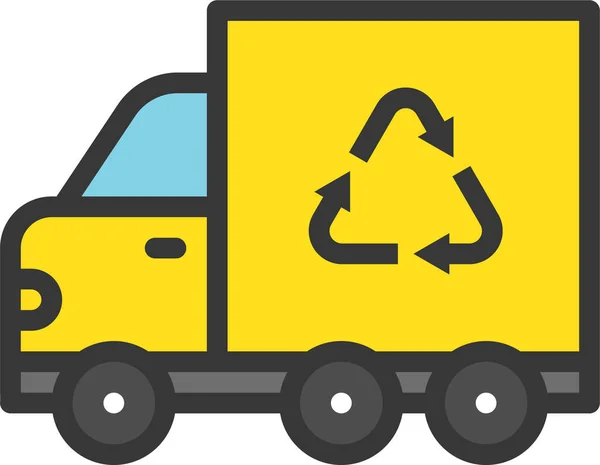 土日环保垃圾车图标充填 轮廓风格 — 图库矢量图片