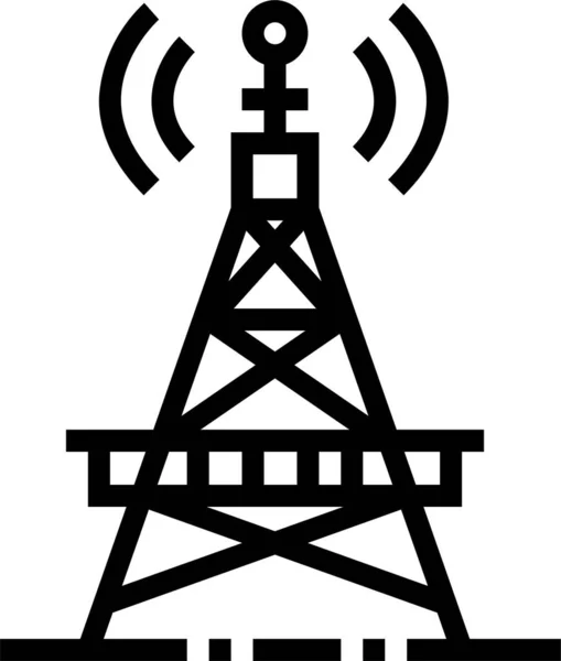 Icône Signal Satellite Antenne Dans Style Contour — Image vectorielle