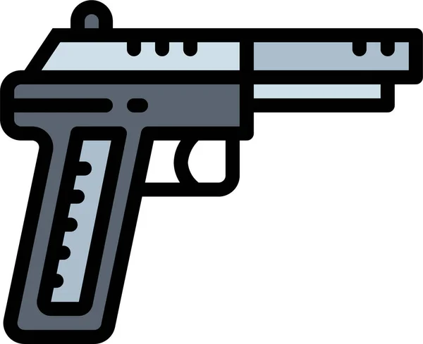 Arma Brazo Pistola Icono Estilo Contorno Lleno — Vector de stock