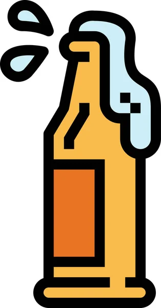 Αλκοόλ Μπουκάλι Μπύρα Εικονίδιο Στυλ Γεμάτο Περίγραμμα — Διανυσματικό Αρχείο