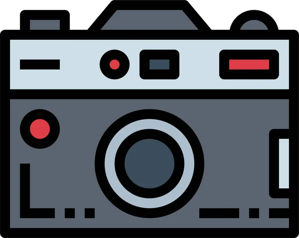 Imagen Foto Cámara Icono Estilo Contorno Lleno — Vector de stock