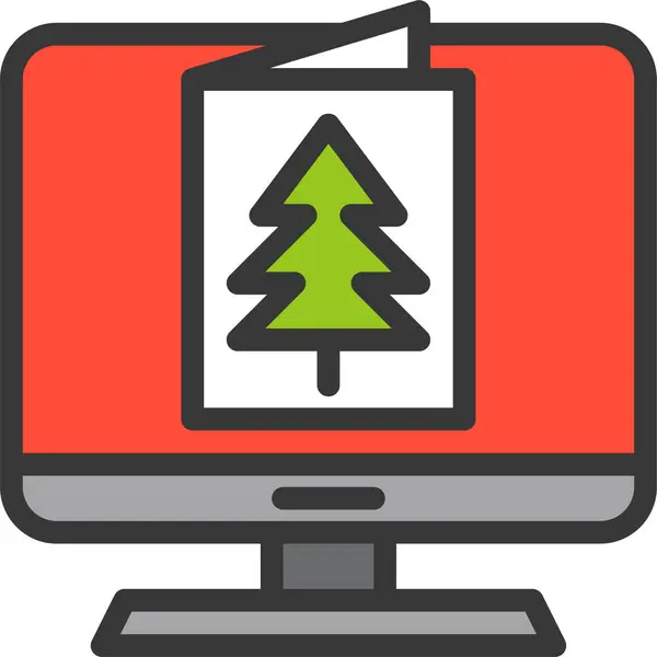 Christmas Christmas Card Greeting Card Icon Filled Outline Style — Stock vektor