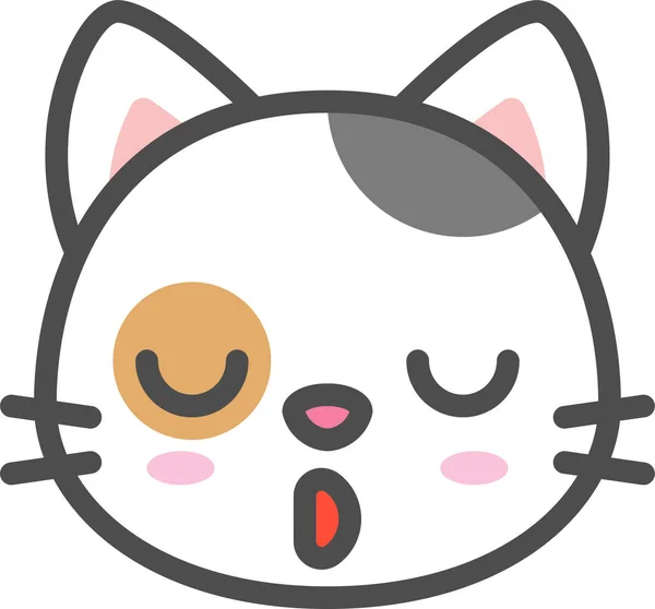 Avatar Calico Cat Icon Full Line Style — 스톡 벡터