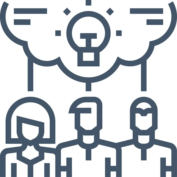 Brain Discussion Group Icon Outline Style — Vettoriale Stock