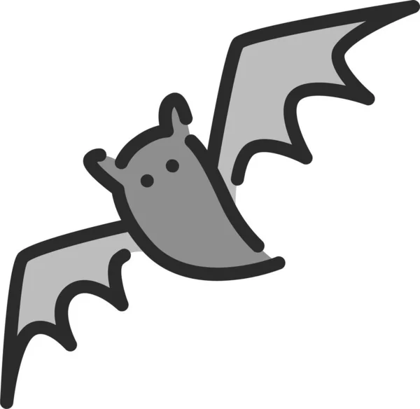 Bat Flittermouse Ícone Halloween Estilo Esboço Preenchido — Vetor de Stock