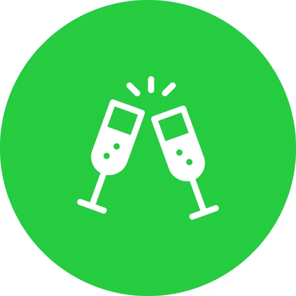 Champagne Proost Drink Icoon Platte Stijl — Stockvector